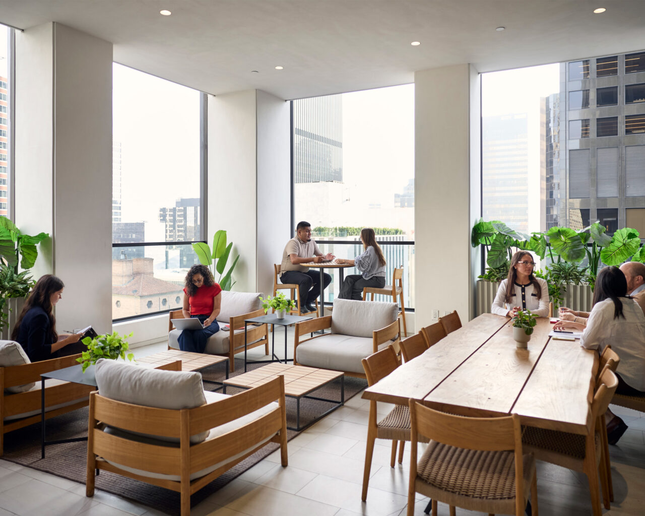 people collaborating in an open office setting